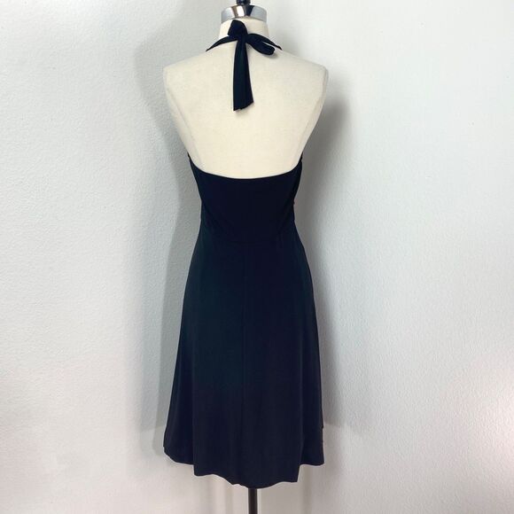 iz Buyer Black Halter Cocktail Dress Medium Red Ruched Waist Dance Party Clubbin - Picture 6 of 11